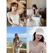 实穿主义天丝羊毛V领正肩收腰短袖 衣橱bi备 teeT恤女新品 AHY