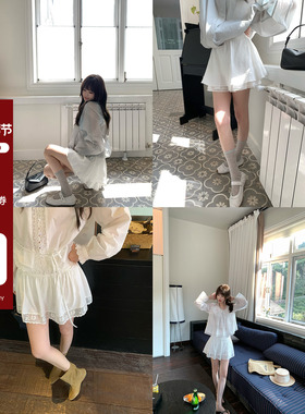 现货AHY 时髦腿精75%莱赛尔肌理面料轻薄白色半身裙女短裙裤