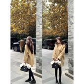 柔软羊驼毛气质温柔简约无领中长款 AHY 双面羊毛大衣新品