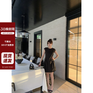 中长职场连衣裙新品 现货AHY 莱赛尔亚麻利落清爽通勤简约收腰无袖