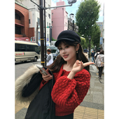 新品 特殊菠萝纹正三针加厚针织外套小个子短开衫 AHY 私服推荐