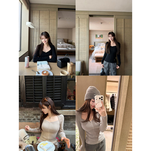 内搭打底衫 丝光羊毛混纺抗起球设计感针织长袖 巨显瘦 新品 AHY