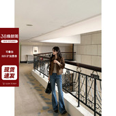 AHY 新品 经典 利落微喇简约复古牛仔裤 水洗深蓝色微弹窄版 现货