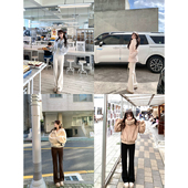 冬新品 高克重高弹无束缚加厚显瘦微喇松紧腰显腿长休闲裤 AHY