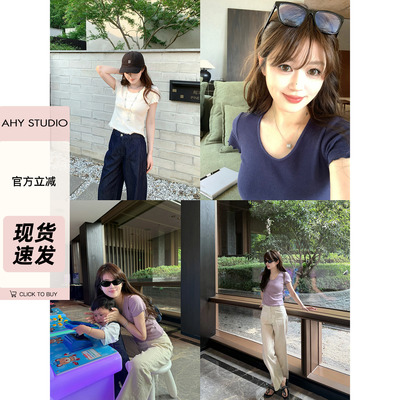AHY花边短袖tee夏季新品
