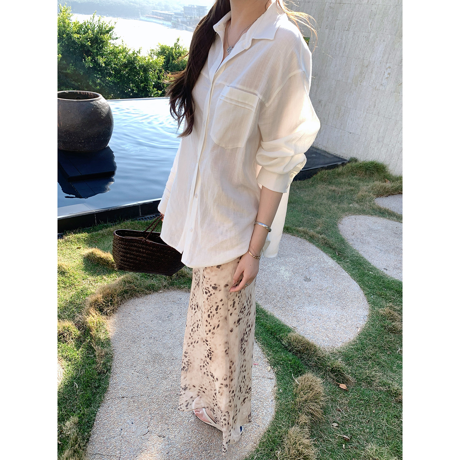 【AHY】时髦小奶豹 双版本俏皮减龄豹纹半身A字裙雪纺半裙新品