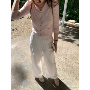 系带双层直筒休闲长裤 100棉简约老钱经典 省心裤 新品 AHY