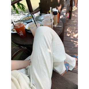 AHY 肌理麻感垂感透气直筒阔腿裤 25春夏折扣 AHY多多 女 满减