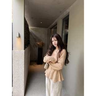 早春羊毛混纺简约实穿针织开衫 高智慵懒 披肩两件套新品 AHY