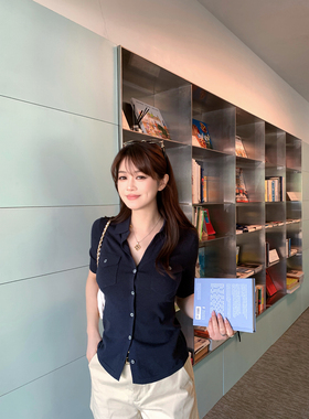 【AHY】老钱松弛感 天丝亚麻冰感简约修身针织开衫poloT恤新品