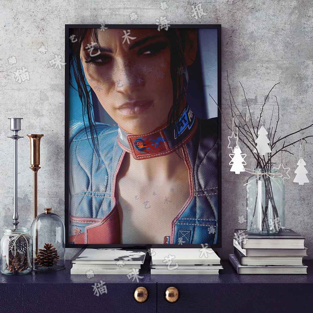 赛博朋克2077 帕南帕尔默帆布打印金属框架海报装饰画家居游戏