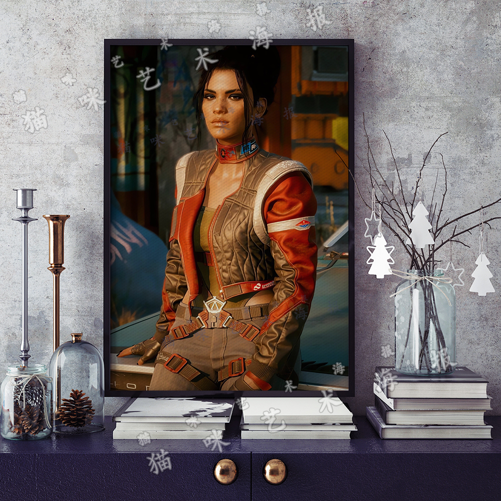 赛博朋克2077 帕南帕尔默帆布打印金属框架海报装饰画家居游戏