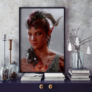 博德之门3卡菈克Karlach帆布打印金属框架海报装饰画家居游戏