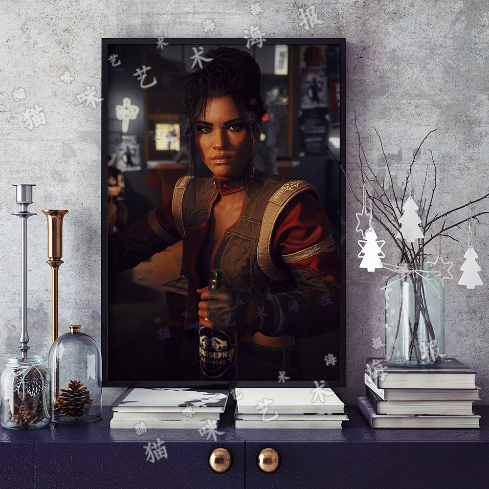 赛博朋克2077 帕南帕尔默帆布打印金属框架海报装饰画家居游戏