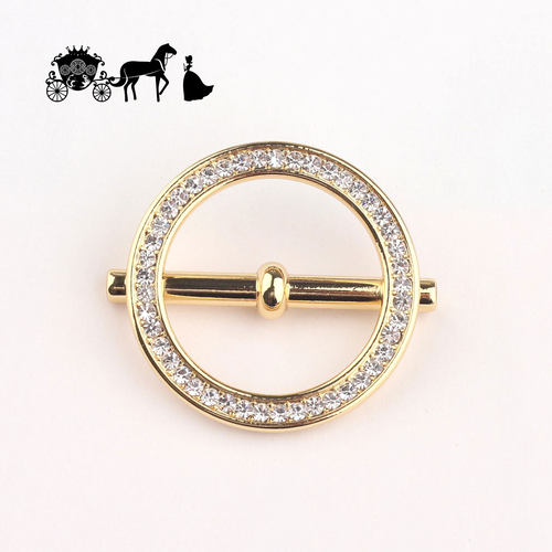 圆形镶钻适用于爱马仕方巾打结高档玫瑰金丝巾扣精致女士围巾配饰