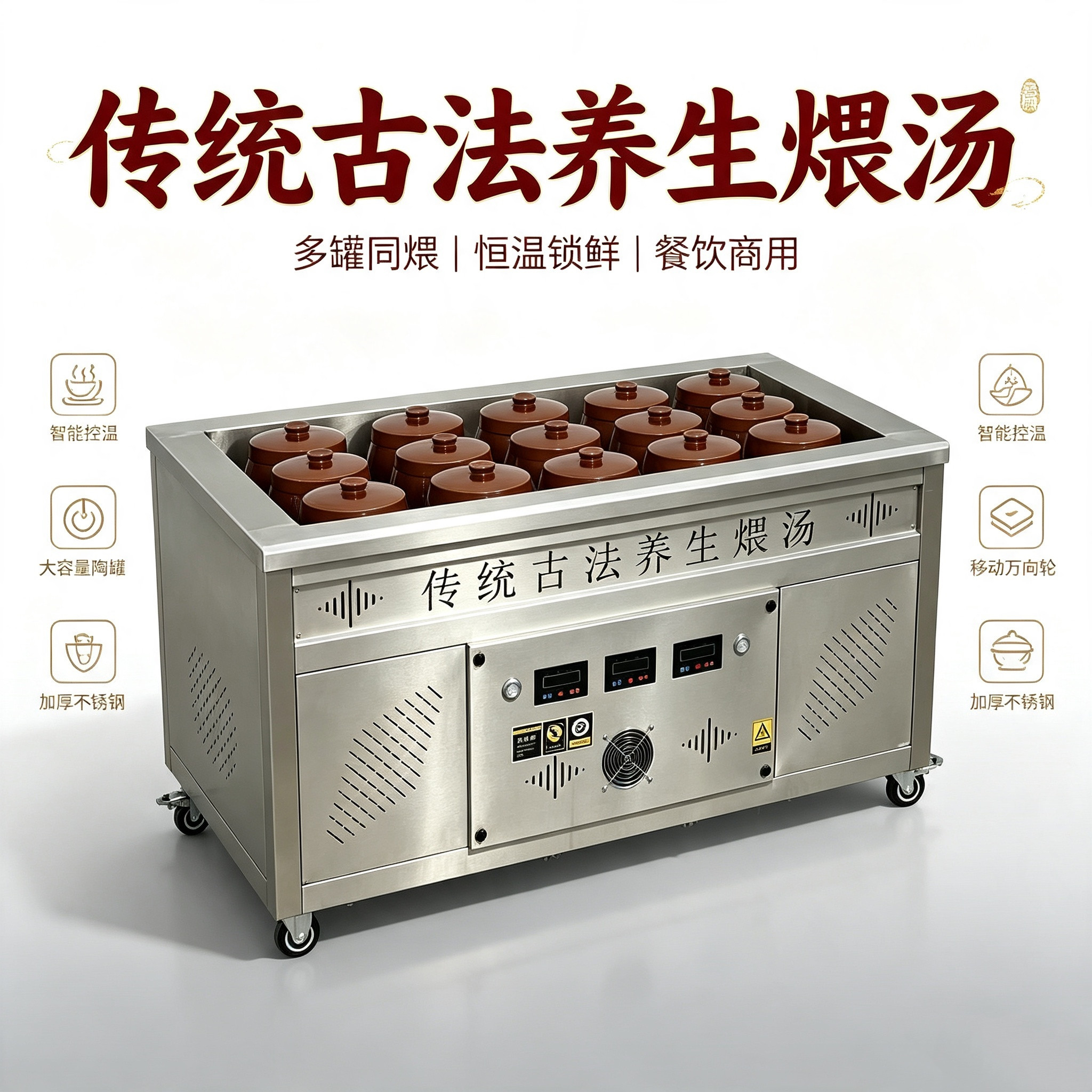 2025新款古法养生煨汤炉商用盐焗机煨阿婆明档瓦罐鸡汤煲汤设备图片