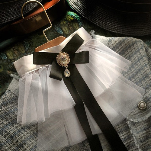 百搭假领网纱时尚韩版