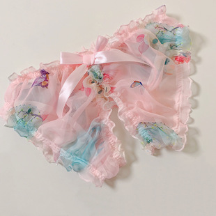 三角裤 免脱性感男穿微透雪纺舒适中腰男女情侣内裤 公子古风开裆裤