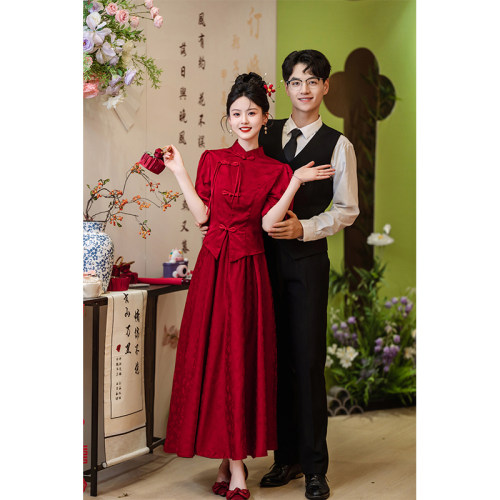 敬酒服24新款结婚旗袍短袖新中式