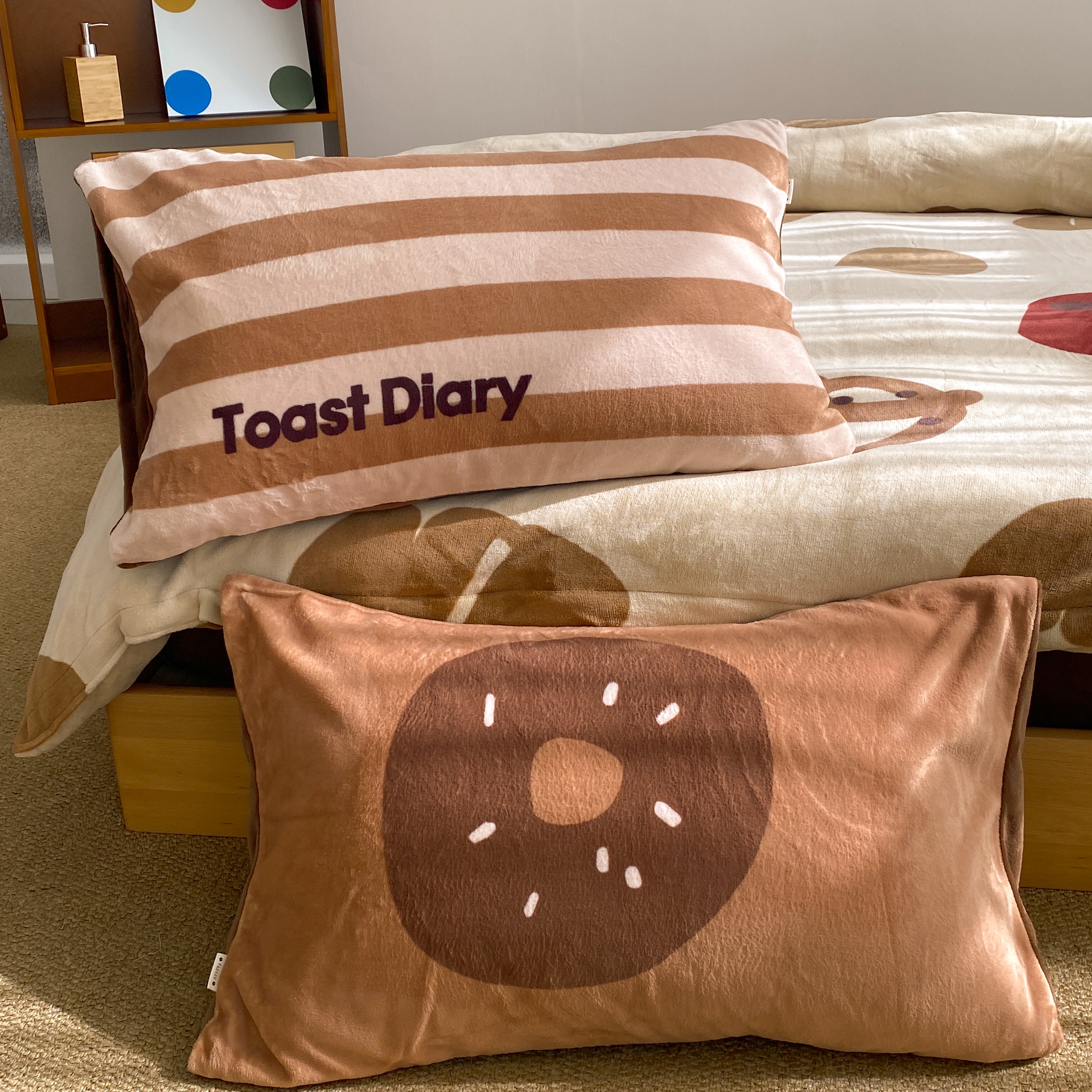 烘焙日记 ins小众设计感奶油绒枕套枕芯罩加厚保暖单只韩系摩卡棕