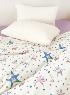 小兔星球 原创插画全棉被套单件100棉纯棉被芯罩单人少女可爱紫色