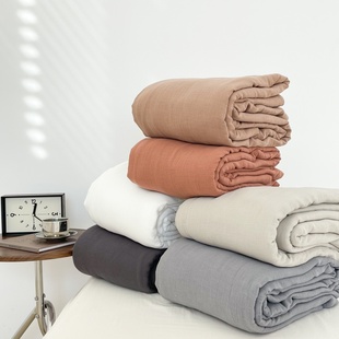 花花造梦纯色系列全棉皱皱纱被套100新疆棉被芯罩百搭纯色款单件