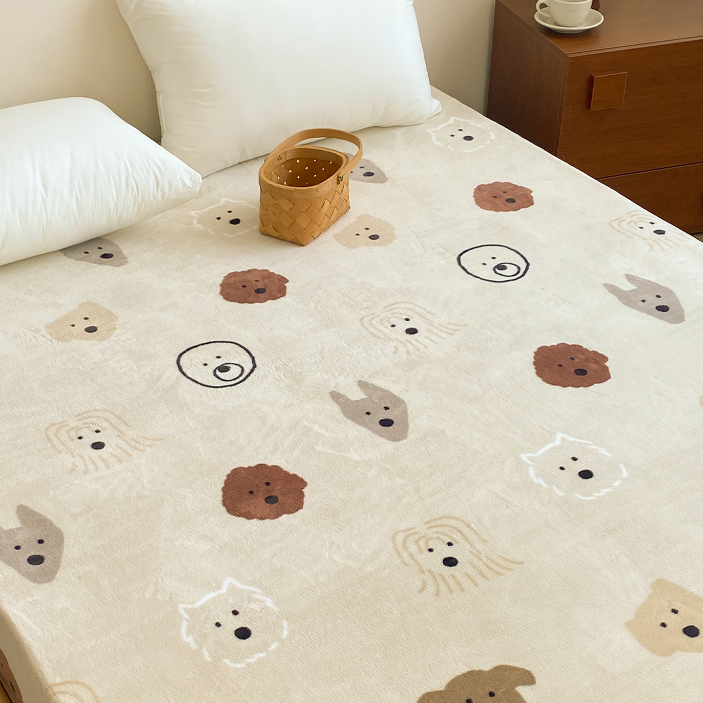 咸奶油狗狗 原创日系治愈感奶油绒床单床笠加绒加厚1.8m奶盐ins风