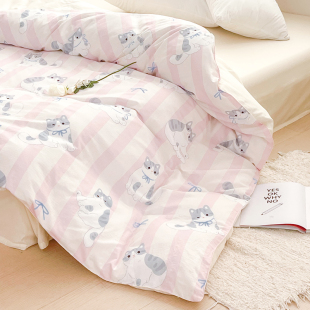 甜甜起司猫 少女心原创卡通全棉双层纱被套纯棉被罩单件透气亲肤
