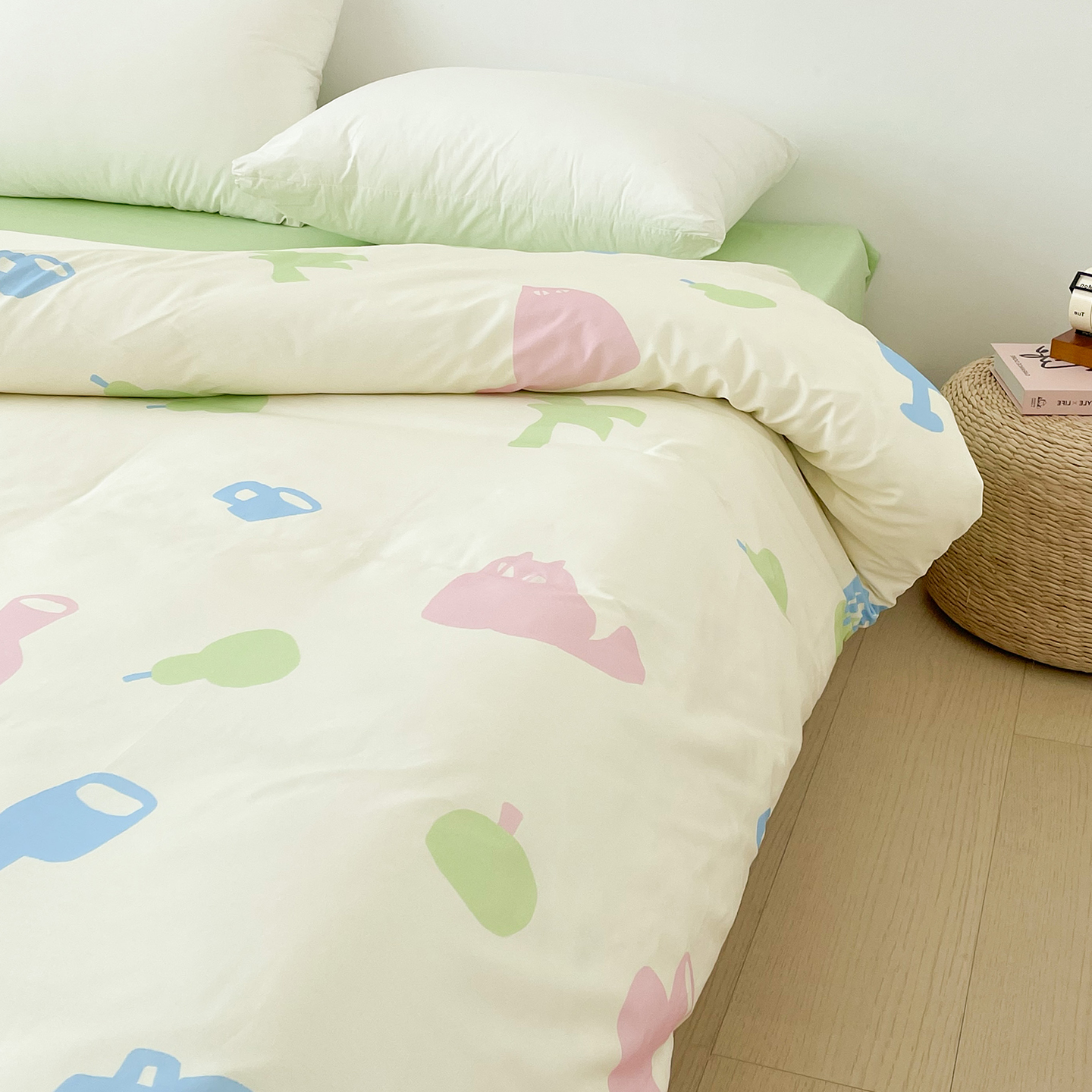 猫与小岛 设计师原创漫画风全棉被套纯棉被罩单件被单 慵懒小众款