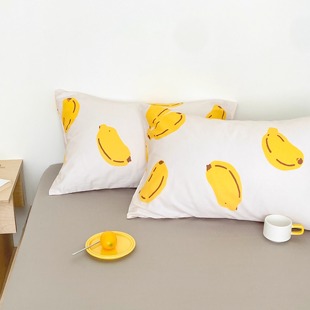 小香蕉 原创简约60s长绒棉枕套全棉枕芯套ins水果插画48X74cm单只
