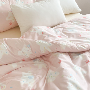 甜甜熊可丽 原创小熊被套单件200x230cm全棉被芯罩奶油粉 设计师款
