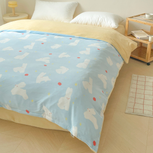 小兔与冬日 插画师原创奶油绒被套秋冬被芯罩单件暖可爱加厚毛绒