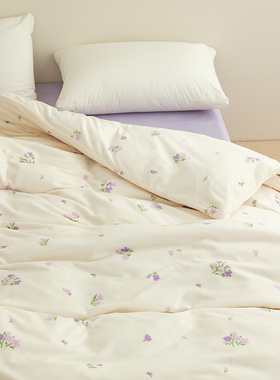 铃兰颂诗 温暖原创ins风温柔紫色碎花冬季奶油绒被套被罩单件宿舍