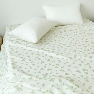 小春乏 ins田园风氧气绿全棉床单床笠原创小碎花1.8*2米床 可定制