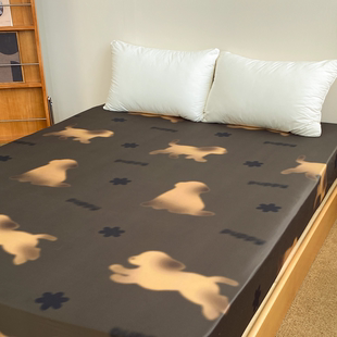 模糊小狗狗 原创复古设计60支全棉长绒棉床单床笠单人1.8m黑巧棕