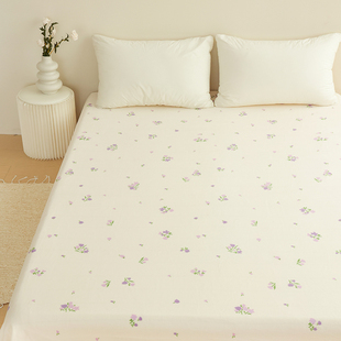 铃兰颂诗 保暖奶油绒原创温柔系紫色碎花床单床笠被单冬季带绒厚