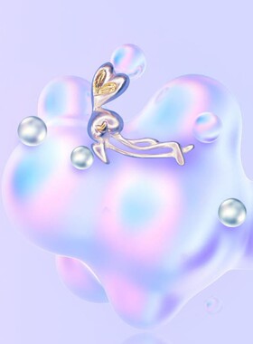 纯银24k金箔兔年项链礼物