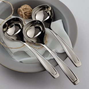 设计 个性 嗦粉汤勺酱汁勺 小汤勺 桌面分汤勺 10不锈钢 勺控入