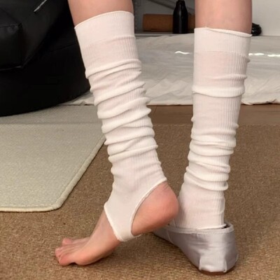 白色踩脚袜套夏季薄款堆堆袜配靴子长筒袜miu系夏天小腿袜芭蕾风