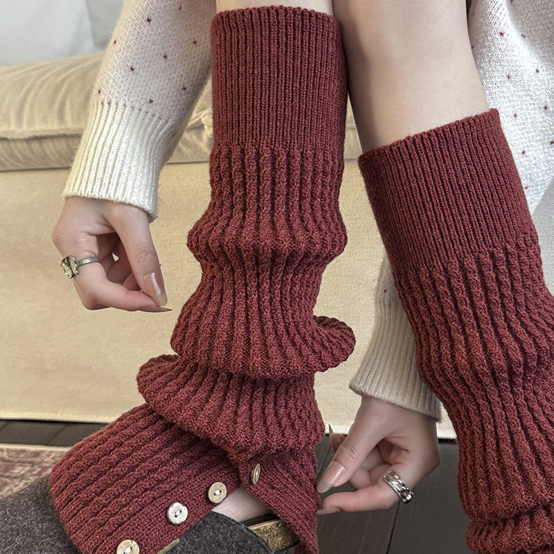 红色纽扣袜套女堆堆袜秋冬季加厚保暖白色小腿袜开叉腿套2025新款,女士内衣/男士内衣/家居服,长筒袜,淘宝优惠券,粉丝福利购,淘宝优惠卷