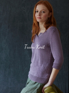 下午茶休闲长Tee棒针编织中文图解文字说明