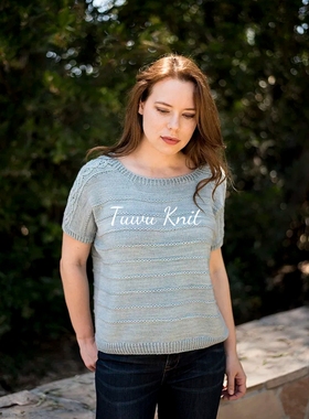 塞拉菲娜 麻花袖条纹纹理Tee棒针编织中文图解文字说明