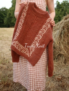 梅朵 女士提花麻花毛衣棒针编织中文图解文字说明