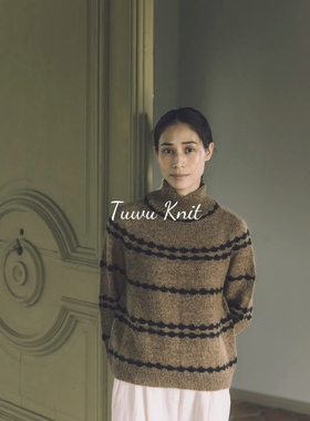 弗吉尼亚 高领提花套衫棒针编织中文图解文字说明