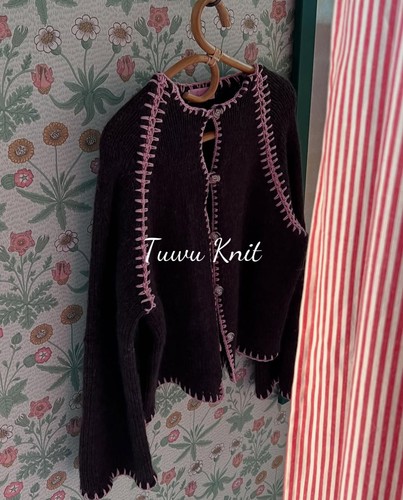 英文单款 棒针编织女士开衫 DEIMA’S CROCHET CARDI 文字图解