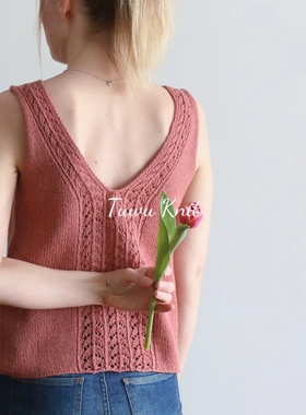 郁金香背心棒针编织中文图解文字说明