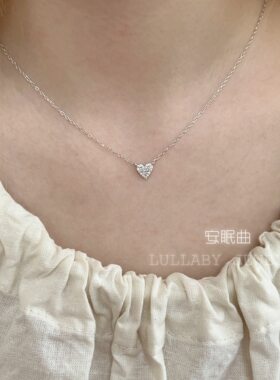 满钻爱心日式s925纯银项链