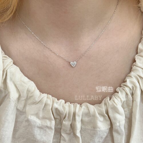 满钻爱心日式s925纯银项链
