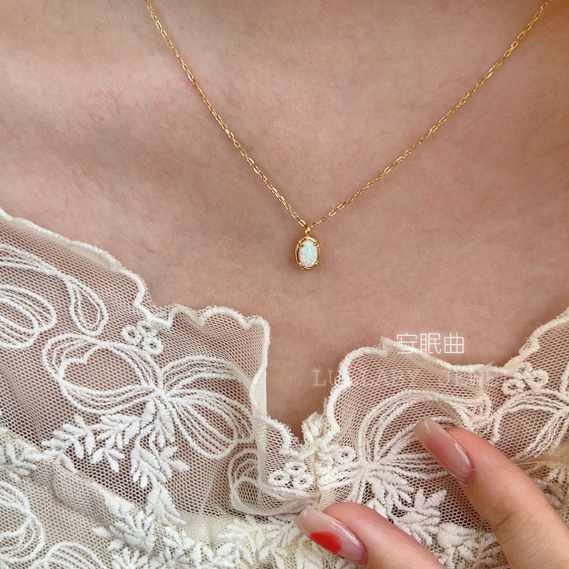 复古s925纯银生辰石项链毛衣链女