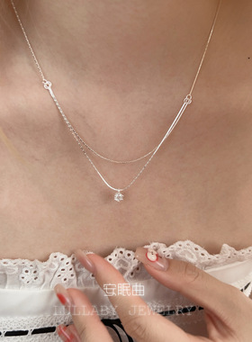 竹韵流光新中式双层单钻项链